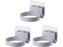 Soporte de pared para secador de pelo, soporte para el cabello, estante autoadhesivo con ventosa D GOKOCO (3 piezas)