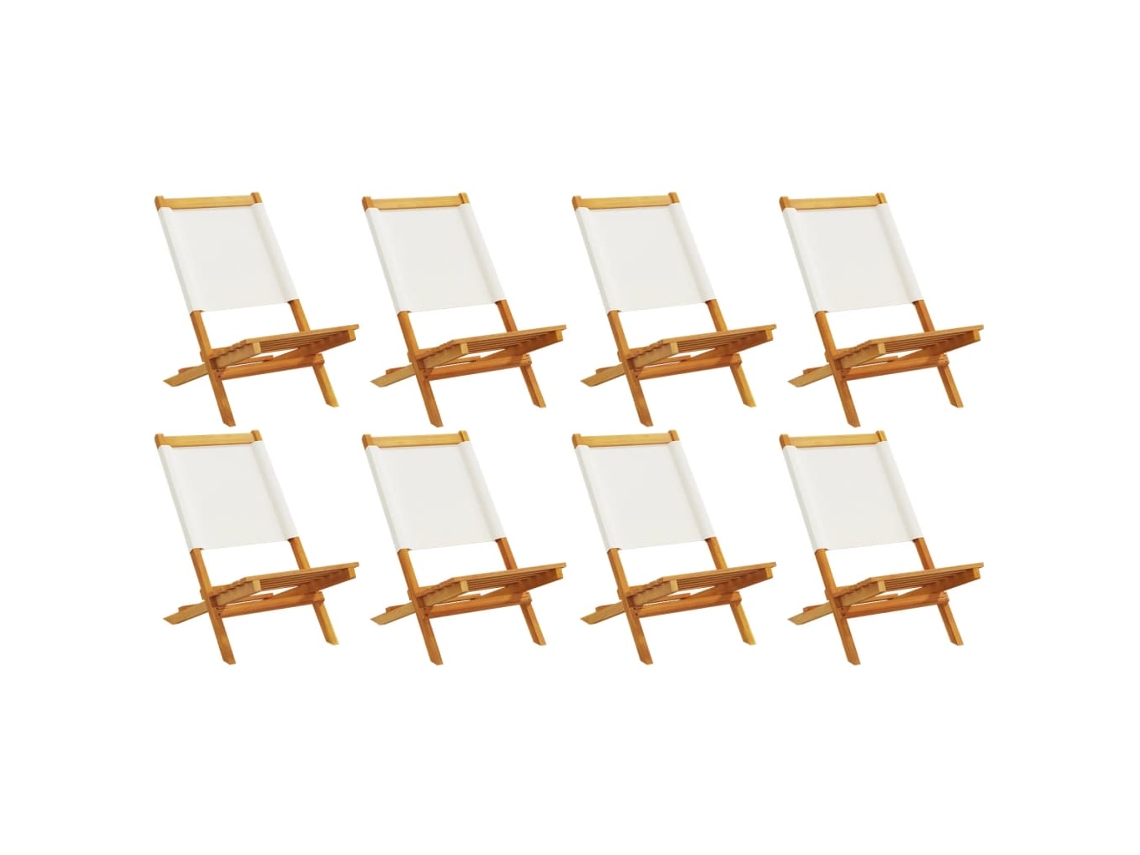 Maison Exclusive - Sillas Jardín Plegables 8 Uds Tela Madera Maciza Y Tela Crema