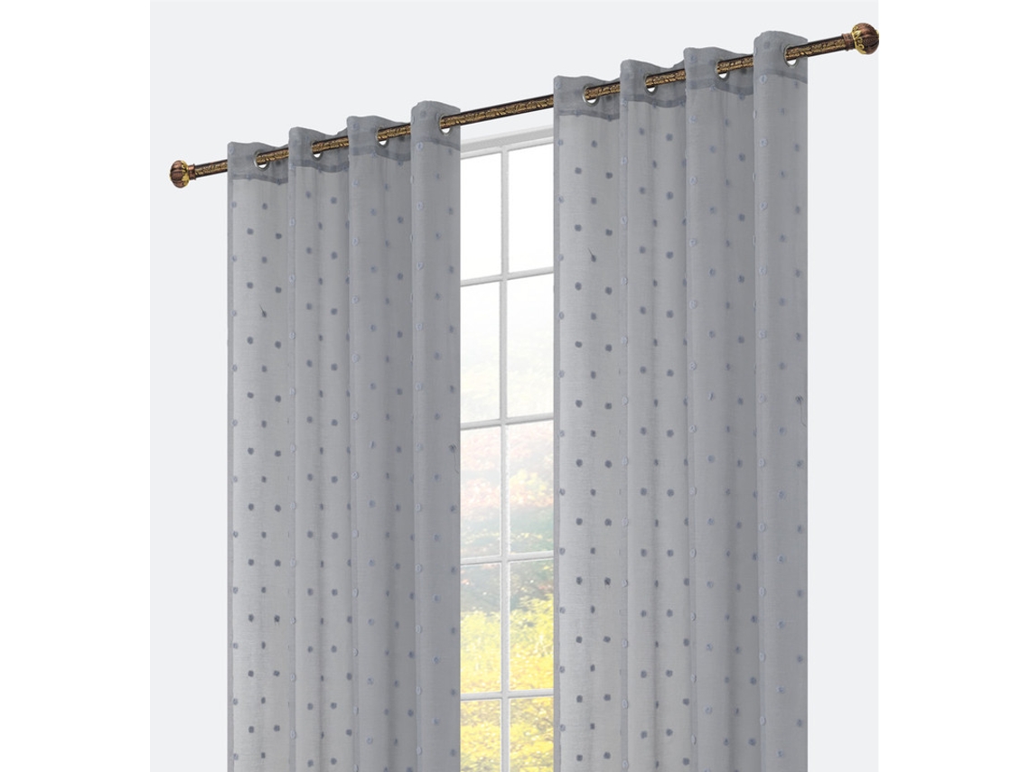 Cortina bordada con flores de algodón 140 x 260 cm Gris oscuro - Individual