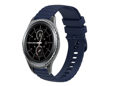 Correa de reloj inteligente para Samsung Galaxy Gear S2 Classic Correa de silicona de color sólido con puntos ondulados de 20 mm (azul marino)