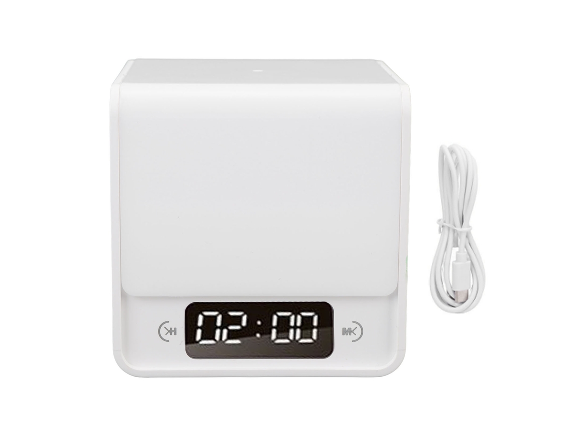 2026-luz Nocturna Led Cubo 2 En 1 Con Reloj Digital Recargable 3 Temperaturas De Color Ajustable