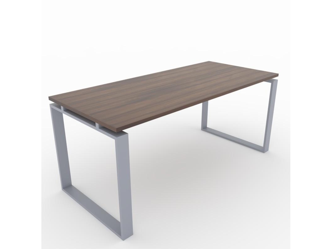 Mesa/Escritorio para teletrabajo, Oficina y hogar. Estructura Cerrada Color Gris Plata. Tablero color Nogal. Fabricado en España. (200x80cm). OFICIT