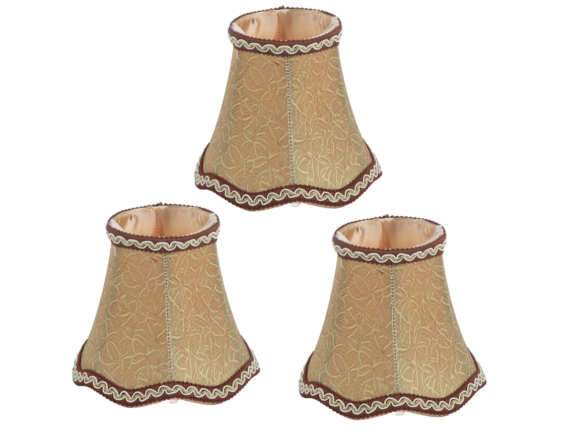 Rebe-3 Piezas Lámpara E14 Tela Europea Candelabro Hotel Ktv Color Cobre Accesorio