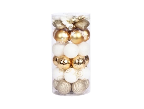 Paquete de 41 adornos de bolas de Navidad, juego de bolas de Navidad pintadas con estrellas, árbol de Navidad, decoración de fiesta, dorado blanco