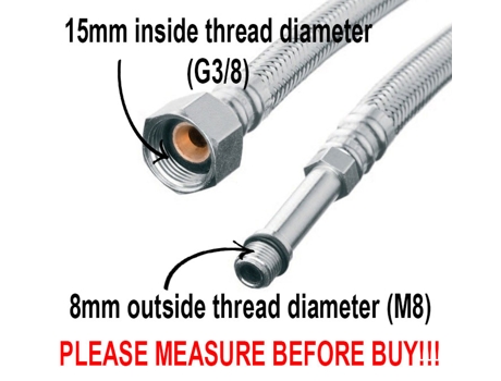 Manguera Flexible de 30cm para Conector de Grifo Monomando de Cocina, Conector M8 x 3/8 Pulgadas BSP, Tubo de Agua
