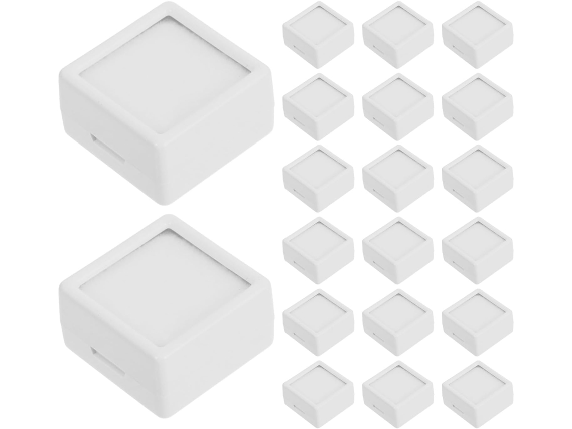 20 Cajas Blancas Transparentes Piedras Preciosas Forro Esponja Estuche Exhibir Joyas Cristales Diamantes