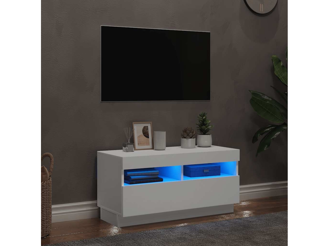 Mueble de TV | Mueble de TV | Mueble de TV con luces LED 80x35x40 cm Blanco