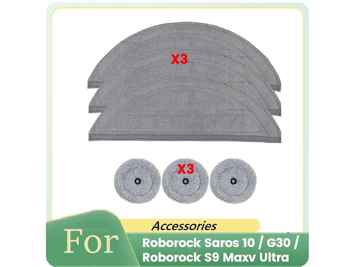 6pcs Mop Pads Replacement For Saros 10 / G30 / S9 Maxv Ultra Vacuum Cleaner Parts Washable Mopping