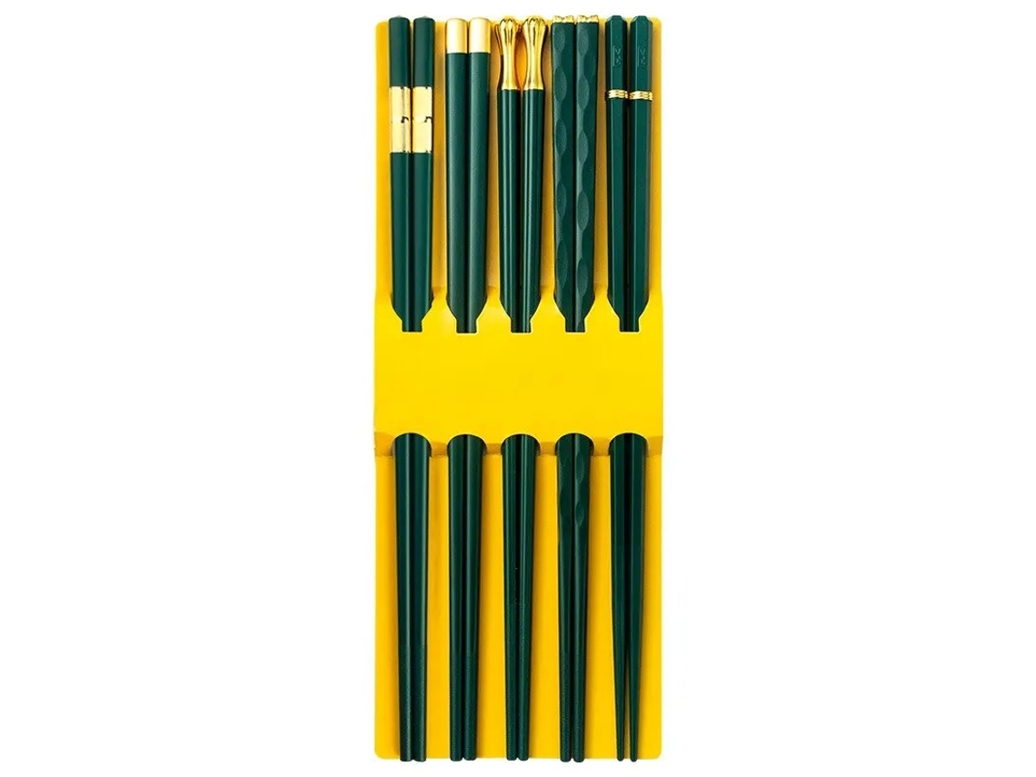 (oro Verde) 5 Pares De Cuchillos De Sushi Reutilizables De Aleación Coreana Y Japonesa - Herramientas De Cocina