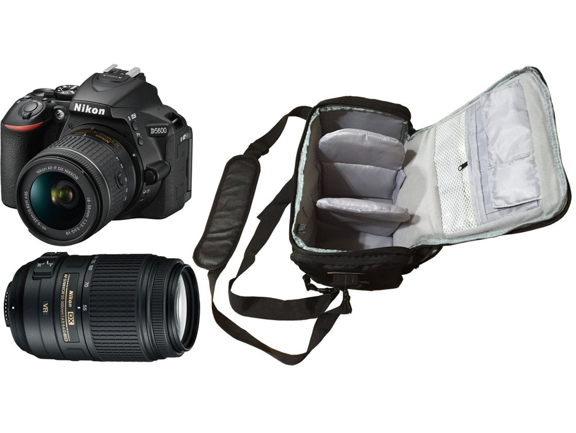 Kit Cámara Réflex NIKON D5600 18-55 VR II 55-300 (Negro)