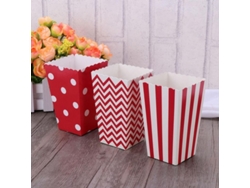 2026-bolsas De Papel Para Palomitas De Maíz, Snacks, 30 Unidades, 7x7x12cm, Diseños Estampados, Rojo 30 Piezas Rojo