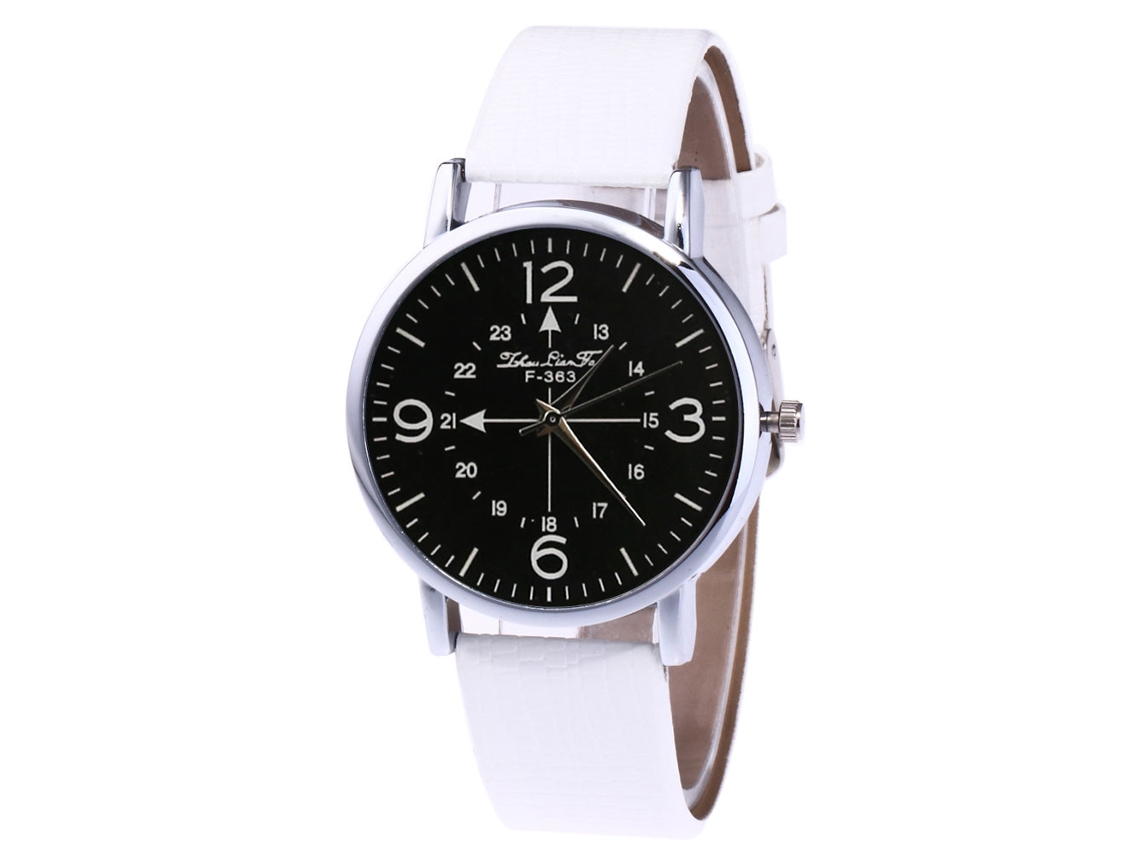 Reloj De Cuarzo Elegante Unisex Con Correa De Cuero Pu Para Hombres Y Mujeres (blanco)