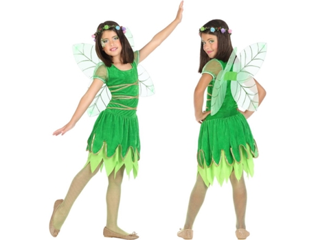 Disfraz de Niña DISFRAZZES Hada Verde Oscuro (Talla: 7 a 9 años)