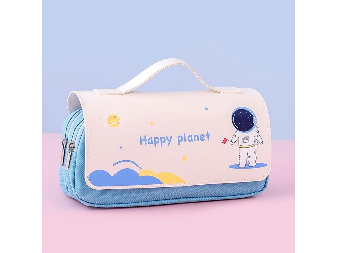 2026rebe-linjou Estuche De Lápices Grande Con Astronauta Azul, Estuche Escolar Cute, Resistente Al Agua, Multifuncional