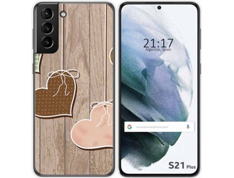Carcasa Samsung Galaxy S21+ Plus 5G TUMUNDOSMARTPHONE Corazones Madera Multicolor