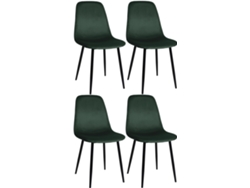 Juego de 4 sillas de comedor Napier verde/terciopelo CLP