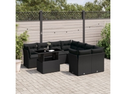 Conjunto de sofás de jardín de 9 piezas DKD Home Decor con cojines de mimbre negros