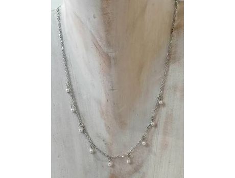 Collar NOLA BY BIJUSOL Perlas (Acero Inoxidable - Plateado - 40 cm )