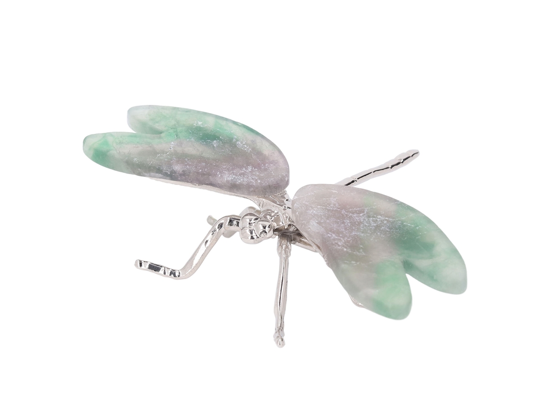 Adorno de insecto Walshlxq en fluorita pulida, pequeña figura decorativa para mesa, hogar y oficina, 12x8cm, libélula.
