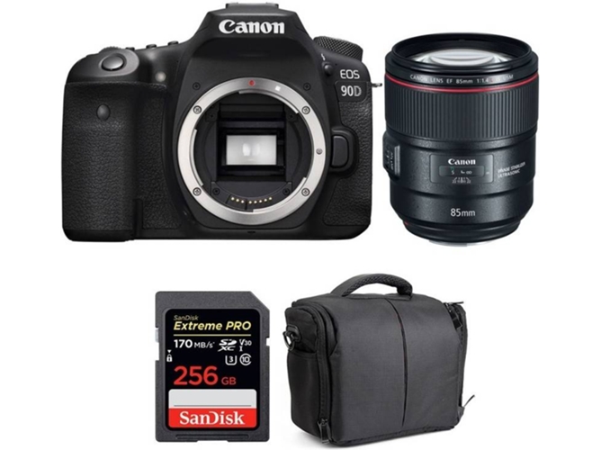 Kit Cámara CANON EOS 90D + EF 85mm f/1.4L IS USM + SanDisk 256 GB + Bolsa (APS-C)