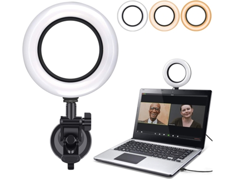 Kit de iluminación para videoconferencia, monitor de computadora/portátil, luz de vídeo LED, anillo de luz regulable de 6500K para trabajo remoto, ...