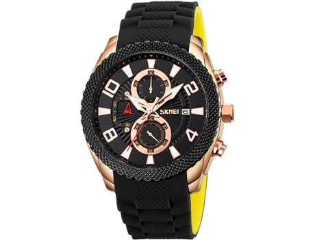 VEANXIN Reloj con Correa de Silicona Reloj de Seis Manos Reloj de Pulsera Impermeable-Oro Rosa Negro