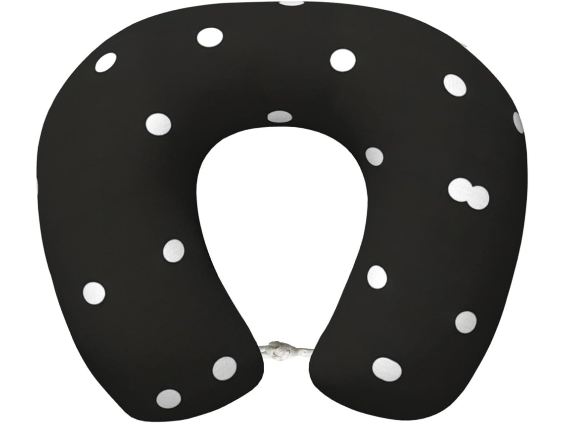 Almohada Viaje Dot Black Espuma Viscoelástica Poliéster Confort. Soporte Relajación, Fácil