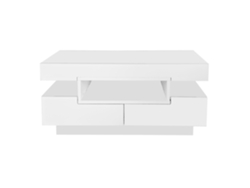 Mesa de centro con LED, acabado brillante, 4 cajones delanteros y traseros, Mobrio blanco