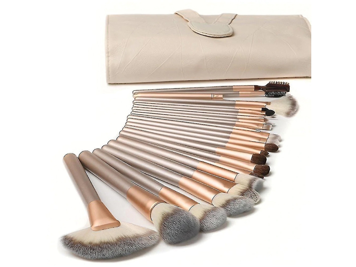 Juego de 18 brochas de maquillaje, diferentes funciones, profesionales, kabuki, sintéticas, mango de madera, con estuche Kofihety
