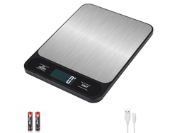 Báscula de cocina digital de 10 kg/1 g para hornear, cocinar y preparar comidas, recargable por USB SIURN