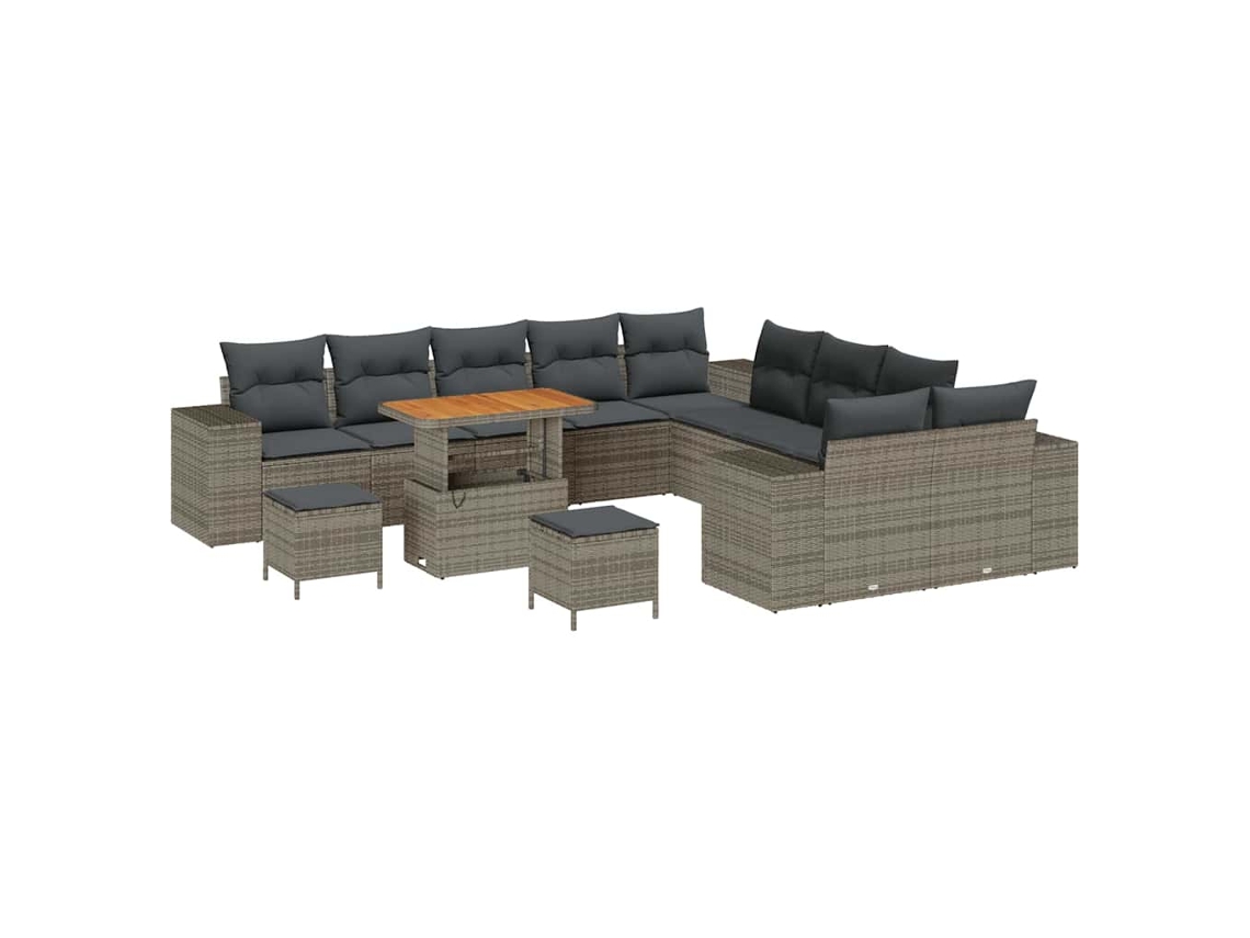 Maison Exclusive - Conjunto De Sofá De Jardín 13 Pcs Gris Ratán Sintético