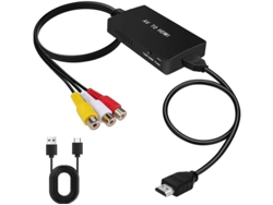 Adaptador convertidor RCA AV compuesto CVBS a HDMI 1080p compatible con PS2, Xbox, SNES, N64, VHS/VCR, DVD PAL/NTSC, Plug & Play Yizhood