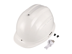 Casco solar con ventilador y masajeador, 8000 mAh, blanco