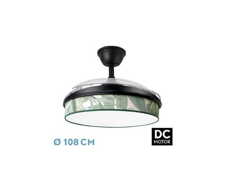 Ventilador DC Moda 72W Negro/Hoja Verde 3 Aspas FABRILAMP