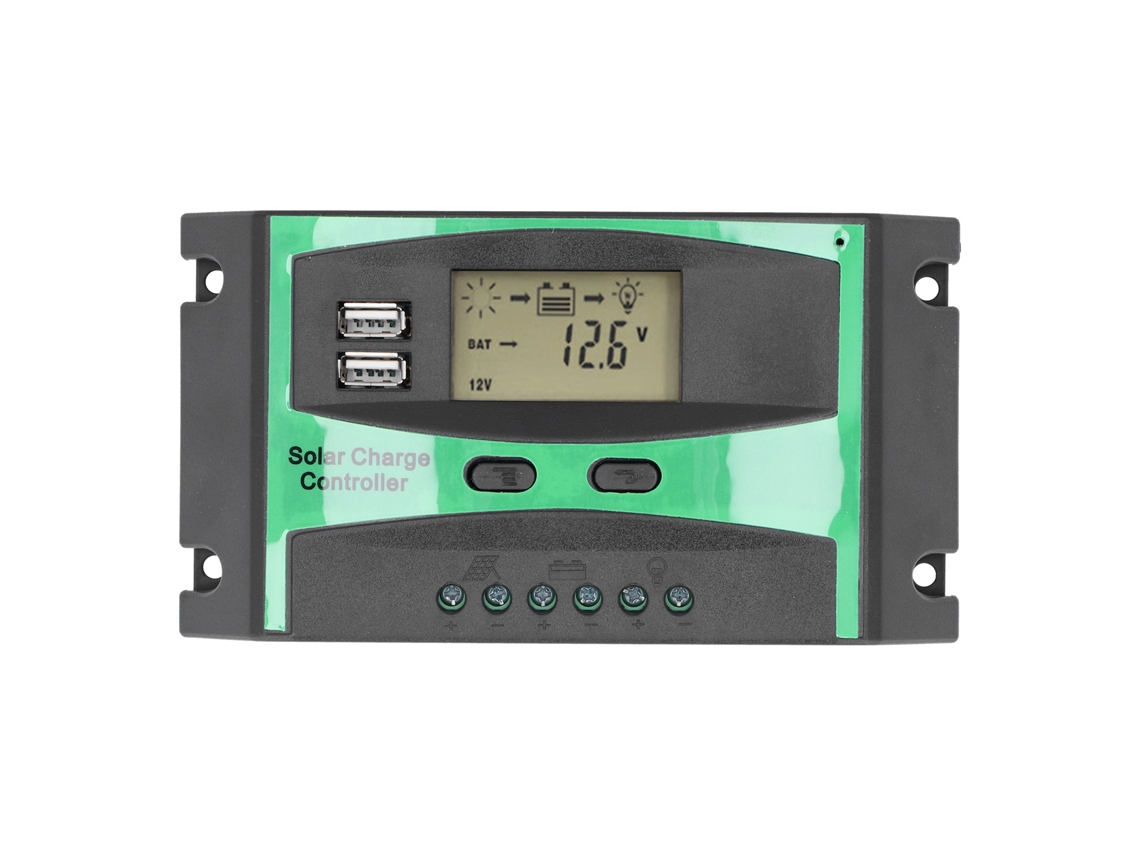 Controlador De Carga Solar Pwm De 12-24 V Y 30 A Con Pantalla Lcd Y Usb De 2,5 A Ld3024u
