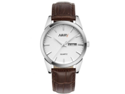 Reloj De Pulsera De Cuero Nary Acero Redondo Analógico De Cuarta Para Hombres