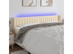 Cabecero Con Led De Tela Crema 203x16x78/88 Cm
