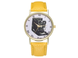 Reloj De Pulsera Analógico Zhoulianfa Para Hombre Y Mujer, Estilo Clásico, Cuarzo, Correa De Pu Amarilla.