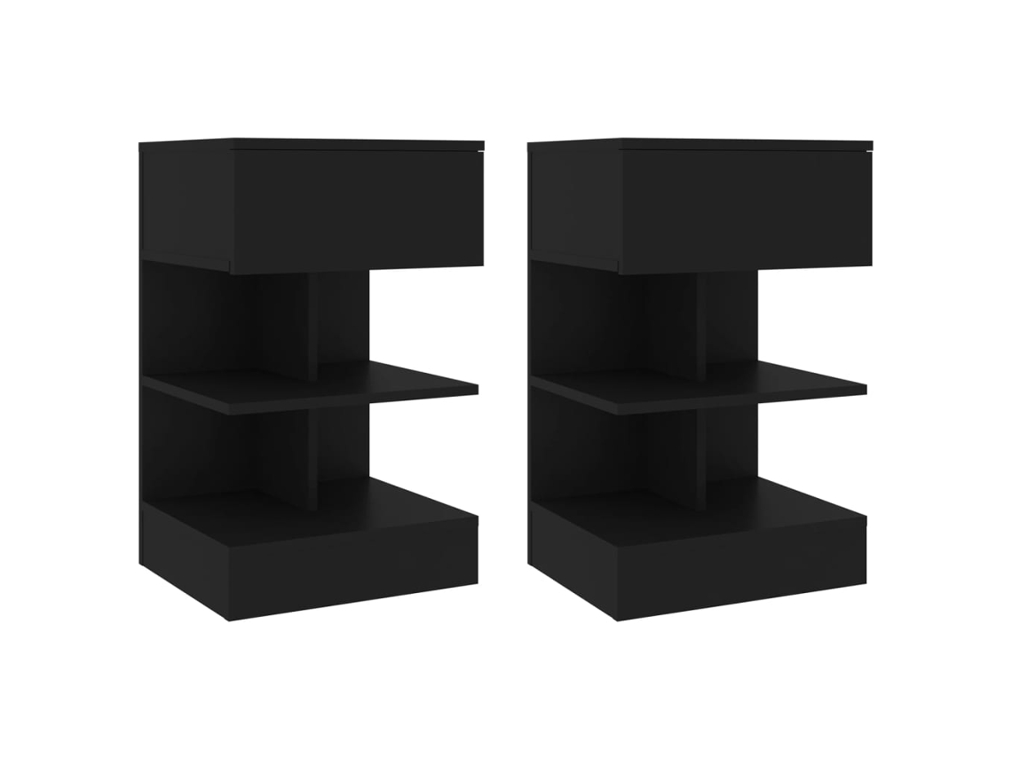 Mesitas de Noche LOVELY HOME Mesinha 2 Pcs 40X35X65 Cm Preto