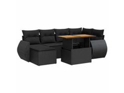 Maison Exclusive - Set De Sofás De Jardín 7 Pzas Con Cojines Ratán Sintético Negro