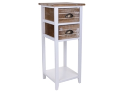 Mesita de Noche WANDERLUST DECO (Madera de Paulownia y Mdf - Blanco - 30 x 30 x 73 cm)