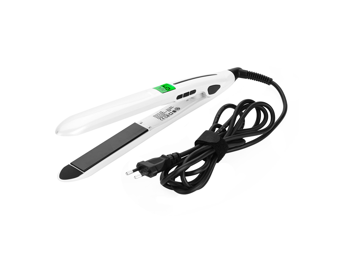 Ferreiro De Cabelo Profissional Curler E Alisador Com Paneis Flutuantes 4d E Cabo Giratório 360° Branco