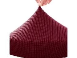 2026-10361-funda Elástica Para Silla De Poliéster Lavable Con Diseño Jacquard Para Hogar, Bar Y Hotel Vino Rojo