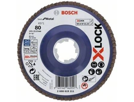 Disco de Láminas BOSCH X-Lock - Versión Recta - Placa de Plástico - 125 mm - G 80 - X571 - Best para Metal - 1 Pieza
