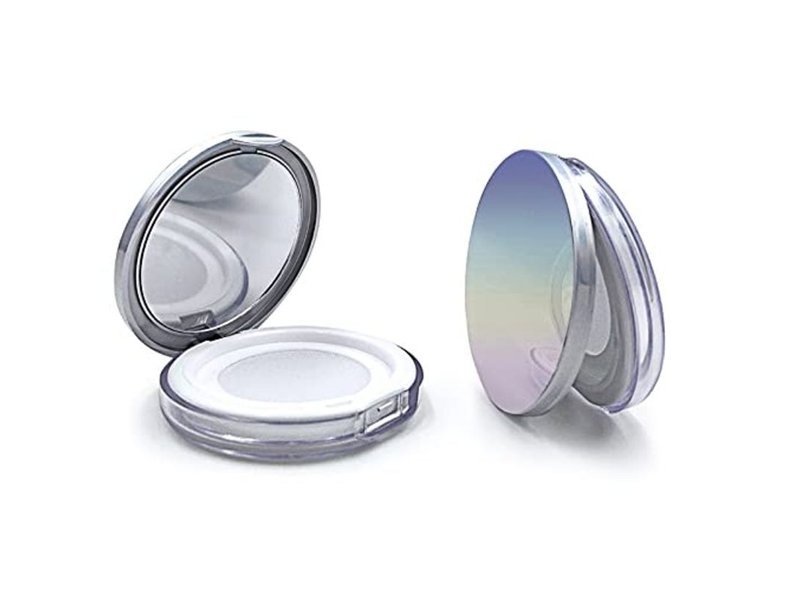 Envase Compacto De Plástico Reutilizable Para Polvos Con Borla De Terciopelo, Espejo Y Rejilla Elástica, 3 G