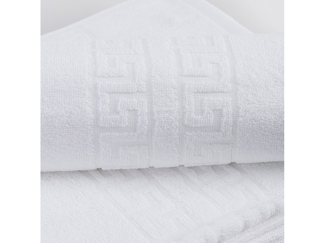 Pack 3 Sábanas de Baño (100x150 cm) Patrón Griego 500 g - Blanco