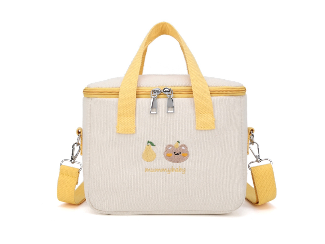 Linda lonchera bordada, bolsa térmica para el almuerzo, útiles escolares amarillos Hexinyigjly