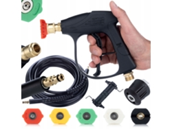 Kit de accesorios para hidrolimpiadora – Pistola de 300 bares | 5 boquillas | Manguera Click-click de 8 m | Adaptador M22