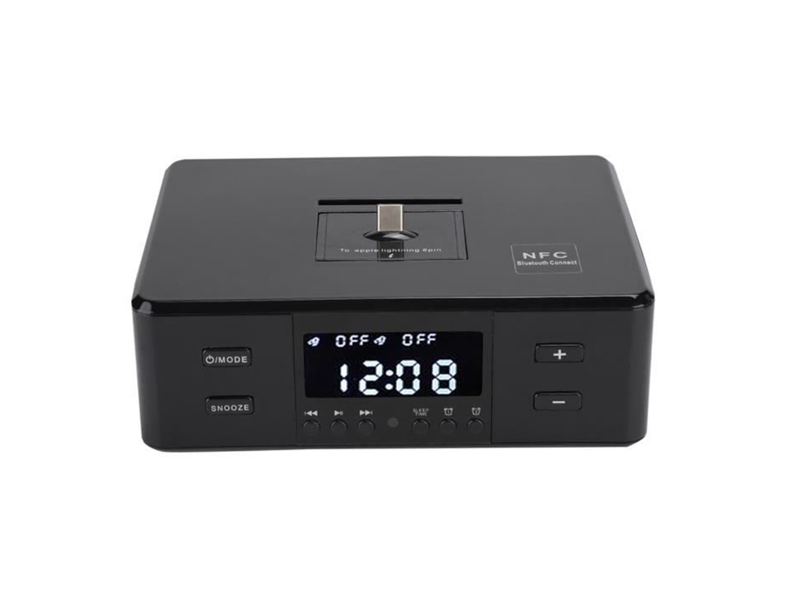 HURRISE Altavoz USB D9Pro Despertador 3 en 1 Reproducción de Carga USB Radio FM Altavoz Estéreo Parte de Video Negro Enchufe EU