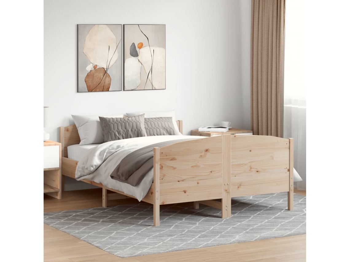 Estructura De Cama Sin Colchón Madera De Pino Maciza 120x200 Cm